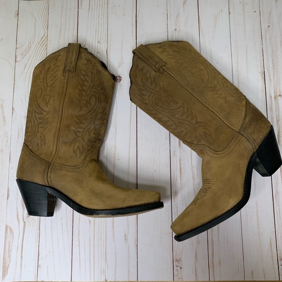 Masterson Suede Womens Cowboy Boot Mid Calf Stitched Detail Leather Size 7 - Picture 10 of 11